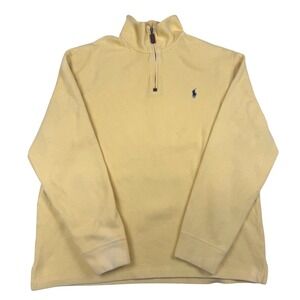 Polo Ralph Lauren Quarter Zip Sweater Mens XL Yellow Cotton Ribbed Pullover Logo